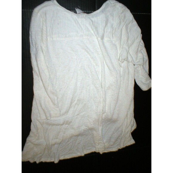 New Womens 9-h15 stcl Anthropologie Top Ivory White Rayon Blend Soft XS Tan Long - Picture 4 of 4